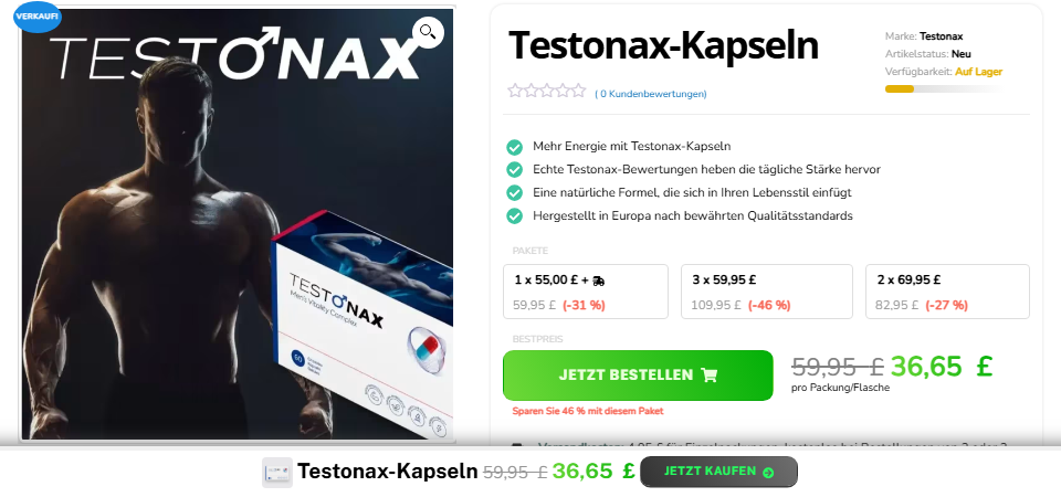 Testonax Kapseln Erfahrungen – Kaufen, Inhaltsstoffe, Apotheke, Preis, Bewertungen